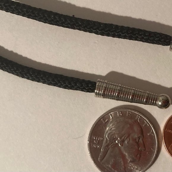 Vintage Metal Bolo Tie, Nice Round Silver and Blue Turquoise Stone Design, Nice - Picture 5 of 5